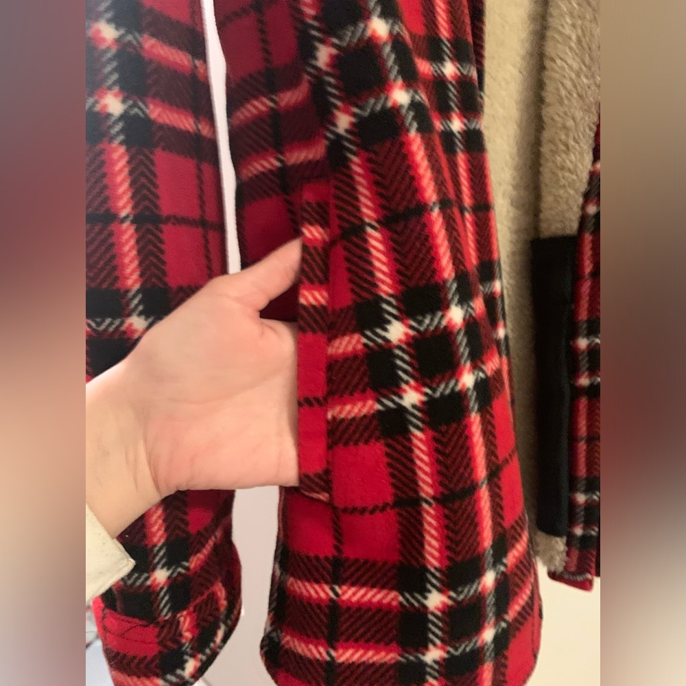 Soho Threads Red Sherpa Lined Flannel Shacket Xxl - image 7